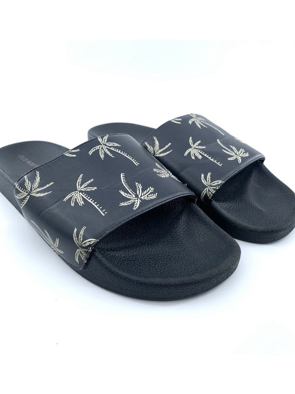 Old Navy Palm Tree Slide Sandals Men's 10–11 Black Comfort Pool Slides